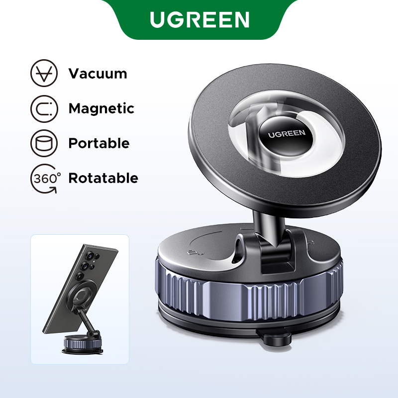 Ugreen Vacuum Mag‘’netic Car Phone Holder 360 ° Rotation Super Strong Suction Mag'Nets for iPhone 17 16 15 Pro Max Samsung 25 Ultra Model：75666 Giá 649,000 Đồng*Miễn phí vận chuyển