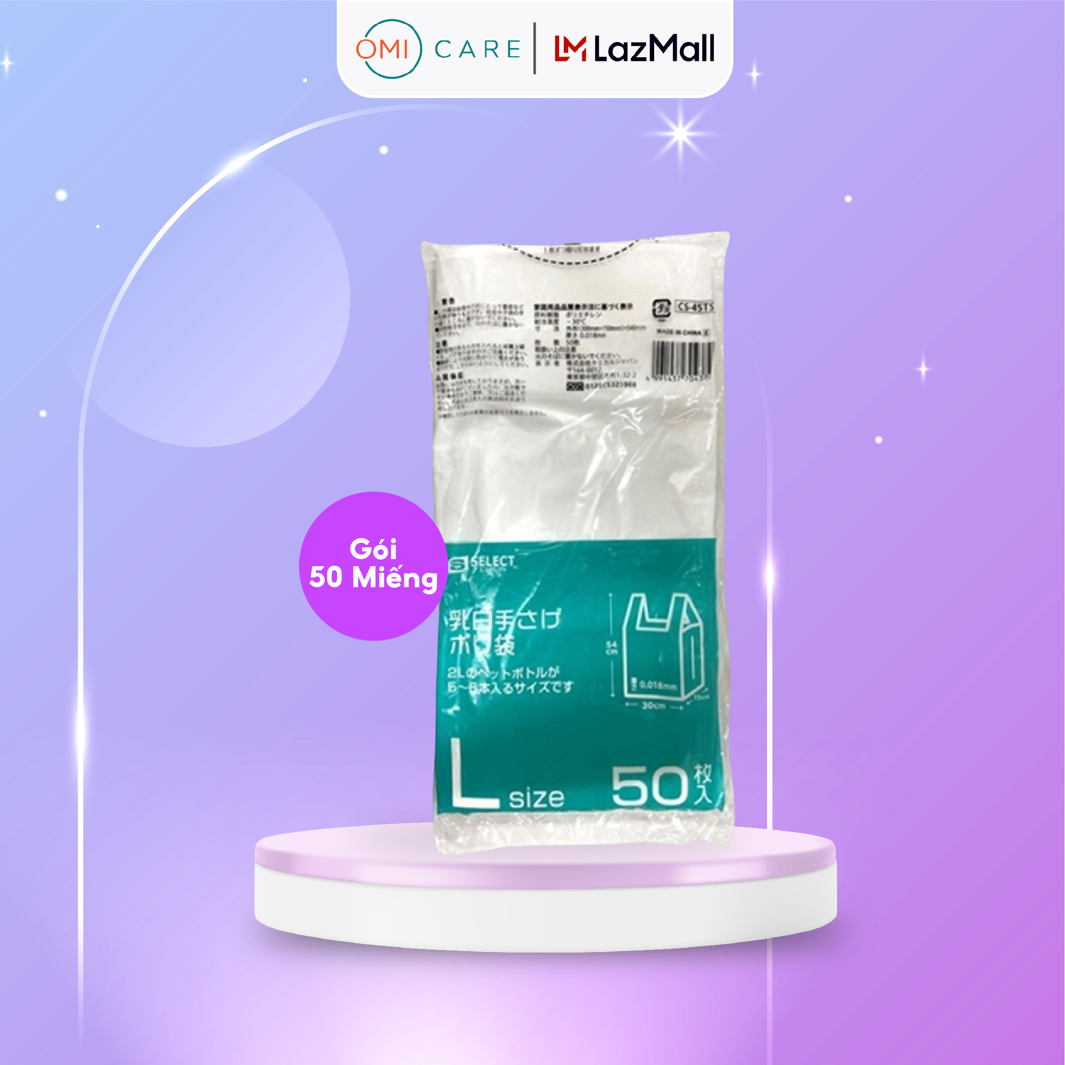 Túi Đựng Màu Trắng Sữa Có Tay Cầm Size L S Select Nhật Bản (50 Chiếc/Túi)