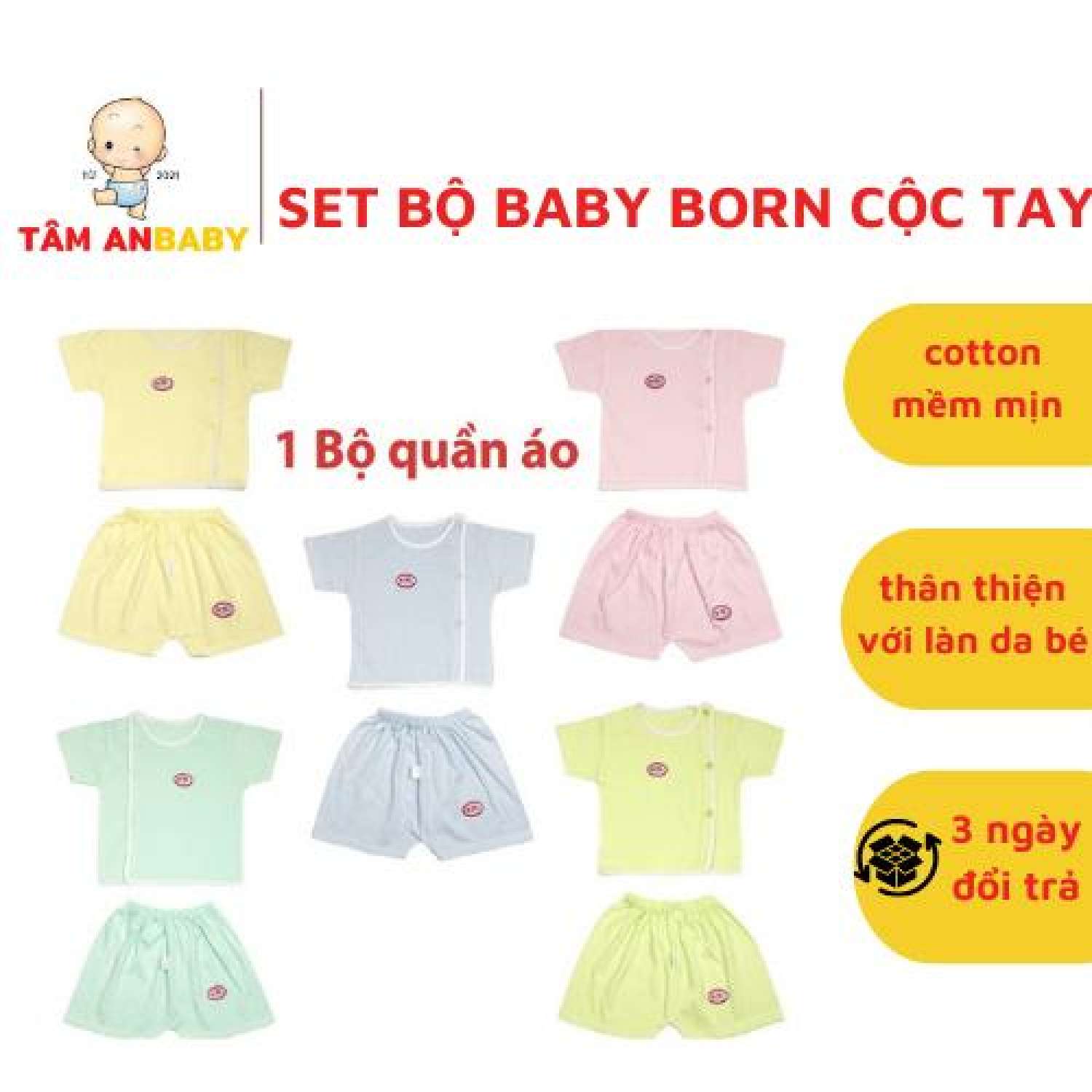 Bộ quần áo baby born cộc tay sơ sinh