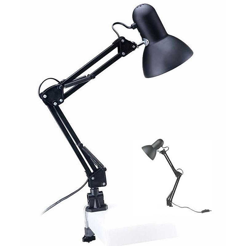 Đèn học để bàn gấp gọn có đế kẹp xoay 360 độ đa năng - không kèm bóng