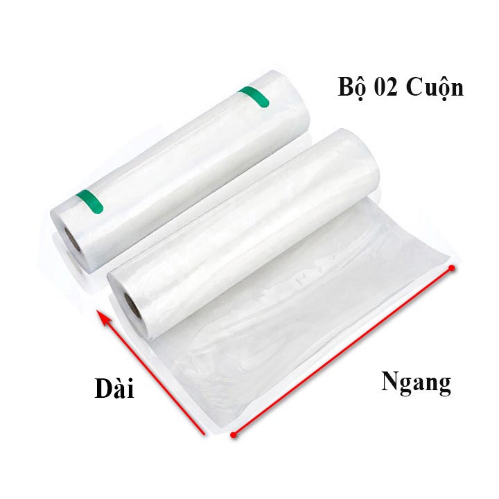 Bộ 2 cuộn túi hút chân không một mặt nhám dạng mịn loại tốt