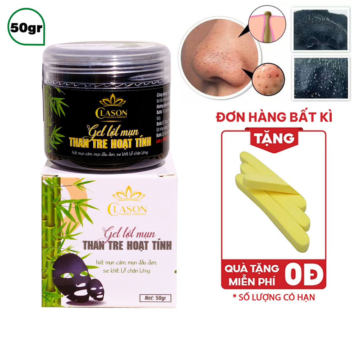[HCM]Mặt nạ lột mụn đầu đen mụn cám than tre hoạt tính CLASON giúp làm sạch mụn đầu đen ở mũi và lột mụn cám mặt se khít lỗ chân lông tytygarden