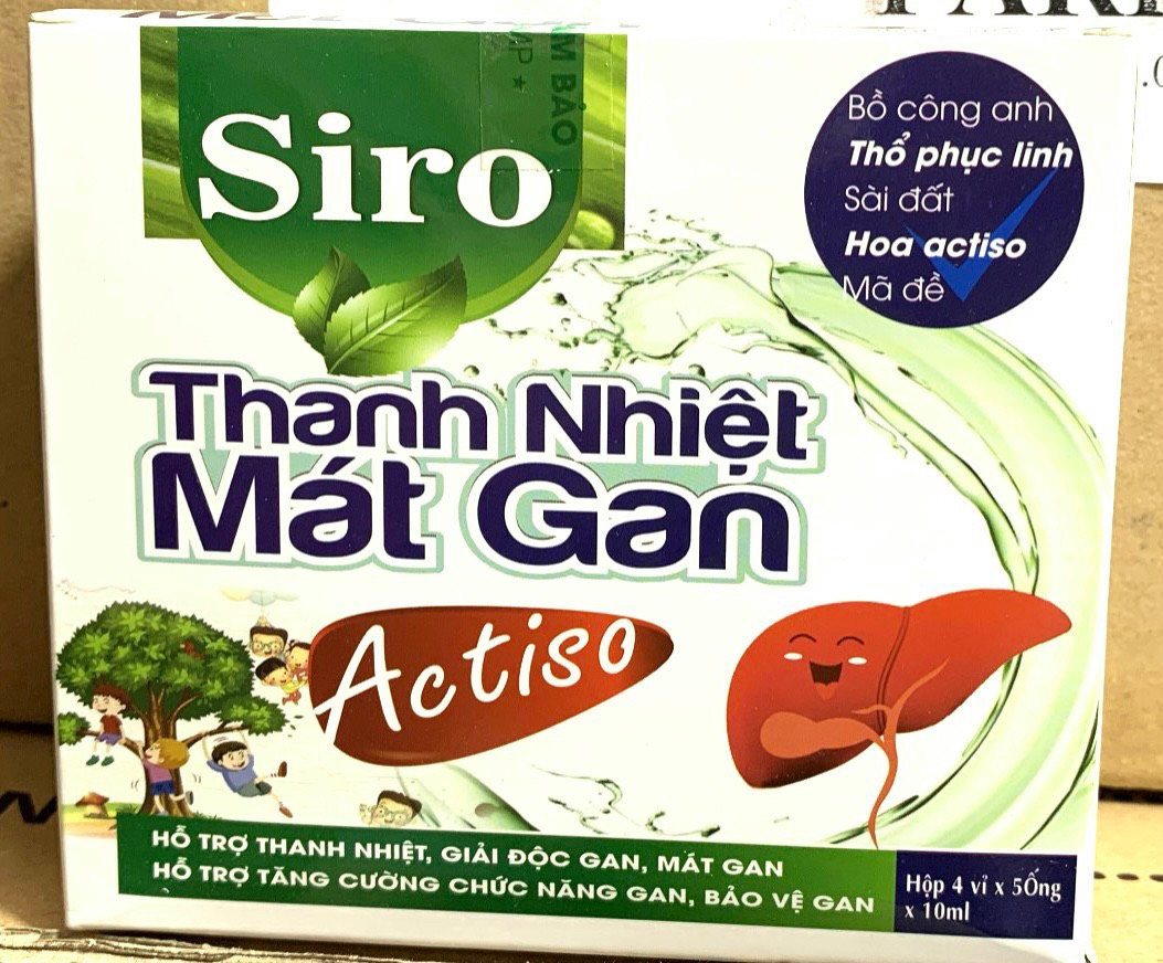 Siro hỗ trợ gan Thanh Nhiệt Mát Gan Actiso hộp 4 vỉ x 5 ống x 10ml