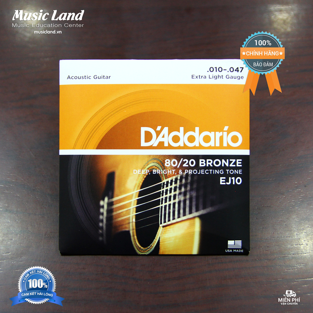 Dây đàn guitar acoustic d'addario ej10 - chính hãng usa