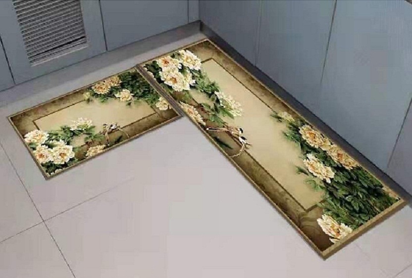 Bộ 2 thảm trải sàn nhà bếp, Thảm bếp, Thảm bếp 3D, chống trơn trượt tiện dụng
