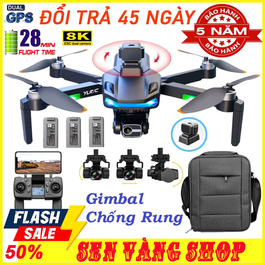 (Camera Kép 8K) Flycam drone mini, flycam S135 pro có camera, máy bay quay phim chụp ảnh chống rung, drone camera 4k, may bay dieu khien tu xa tránh vật cản, tự động bay về, động cơ không chổi than, gimbal 3 trục, thời gian bay lâu 30 phút.