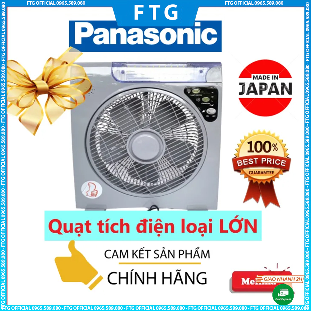 Quạt tích điện Panasonic Nhật Bản 02 Ắc quy tích điện Loại to lên đến 8h Kèm tích hợp đèn siêu sáng Lớn nhất Việt Nam