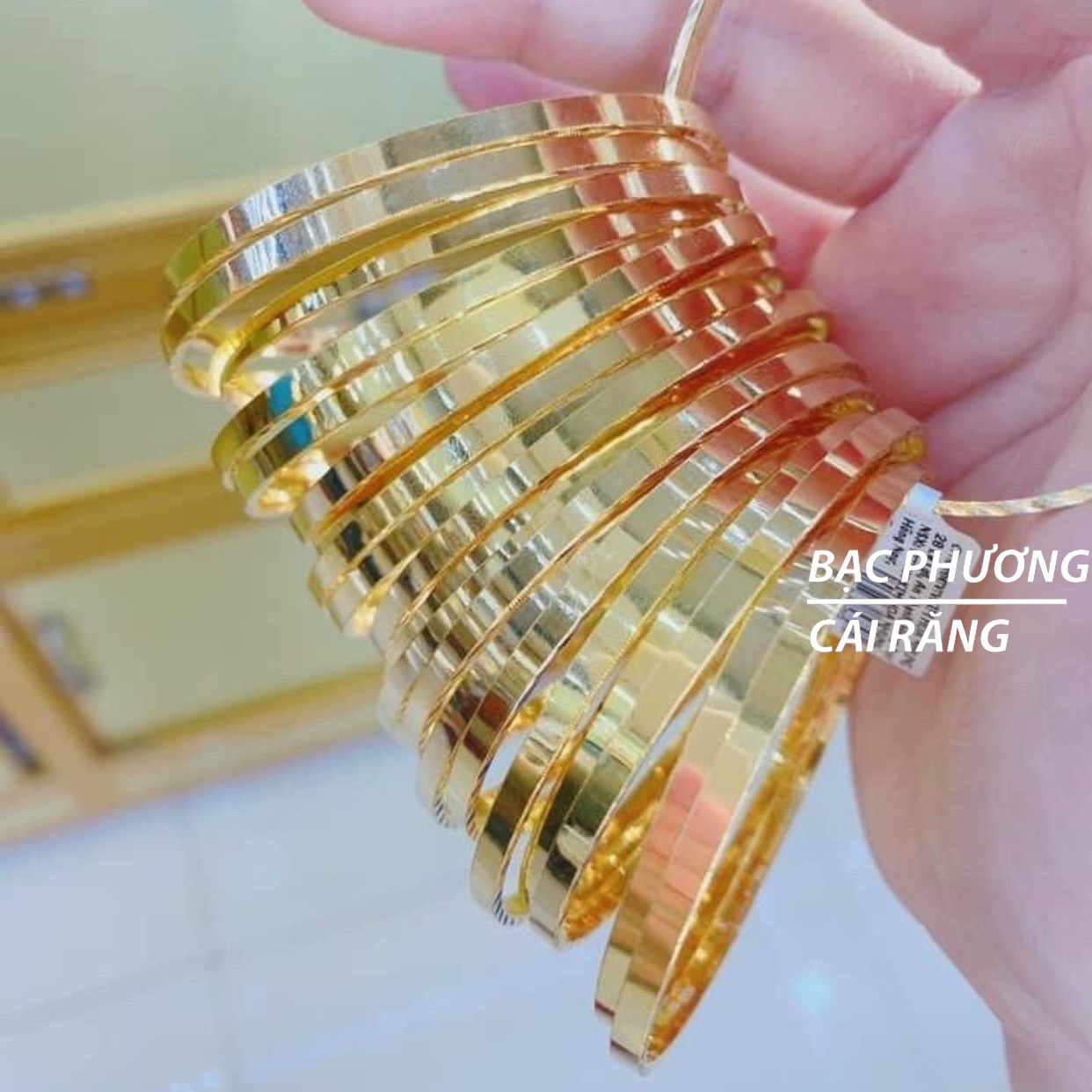 Bộ 7 vòng ximen trơn bản vuông mạ vàng 18k có khóa