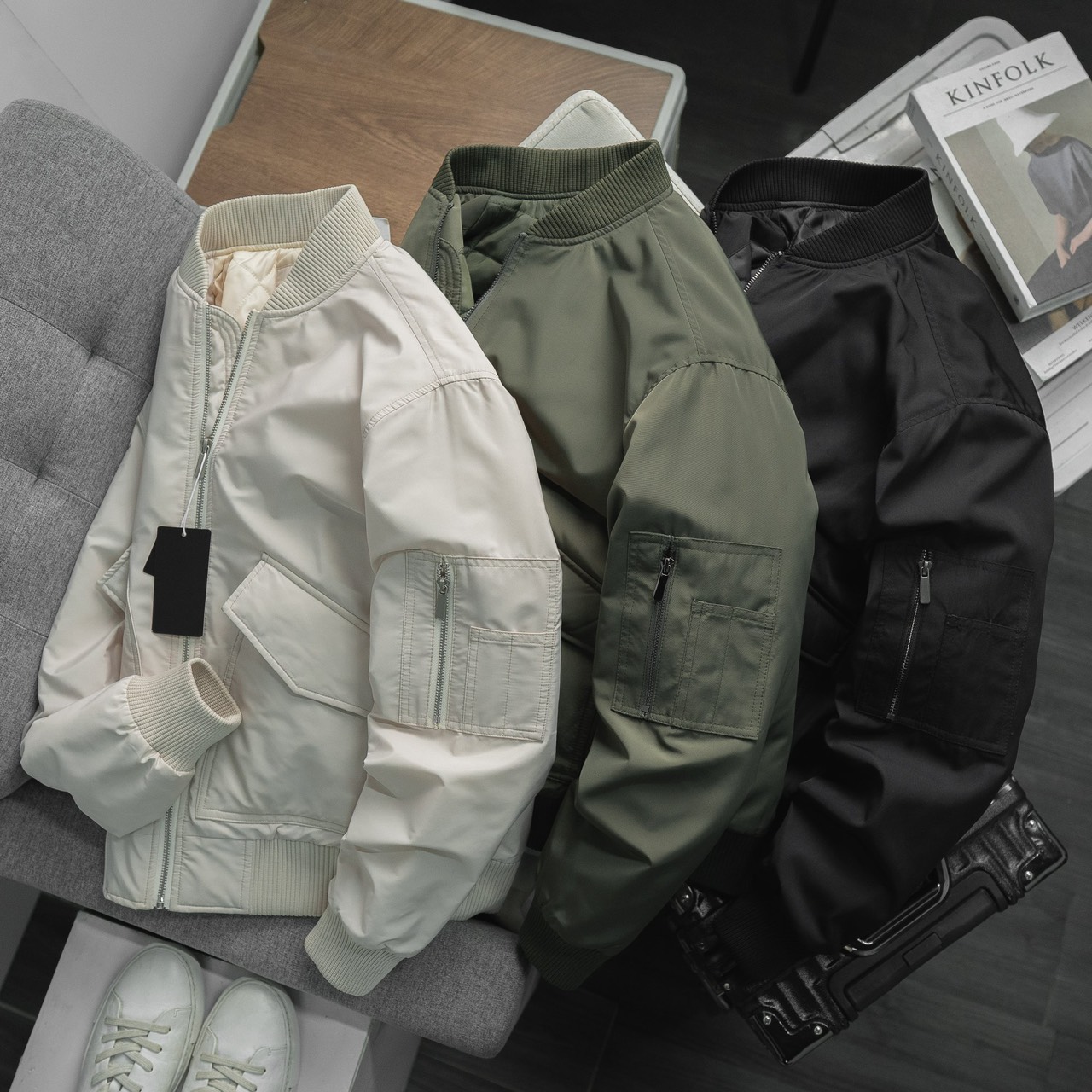 Áo khoác bomber 3 lớp kaf vnxk gió siêu xịn