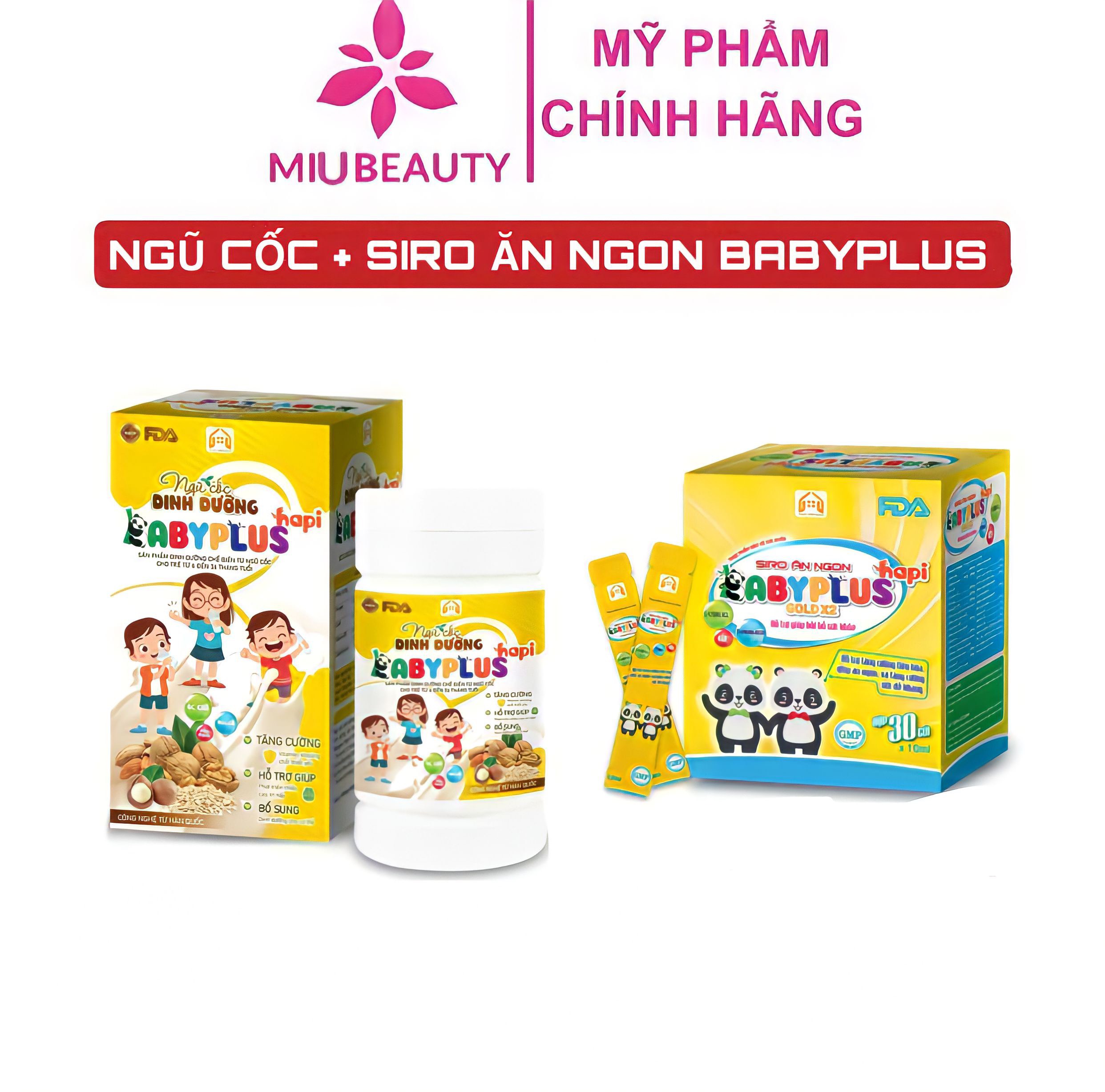 Combo Siro Ăn Ngon Babyplus + Ngũ Cốc Dinh Dưỡng Bayplus Hapi Giúp Trẻ Ăn Ngon Ngủ Giỏi, Cải Thiện Tiêu Hoá, Hết Táo Bón