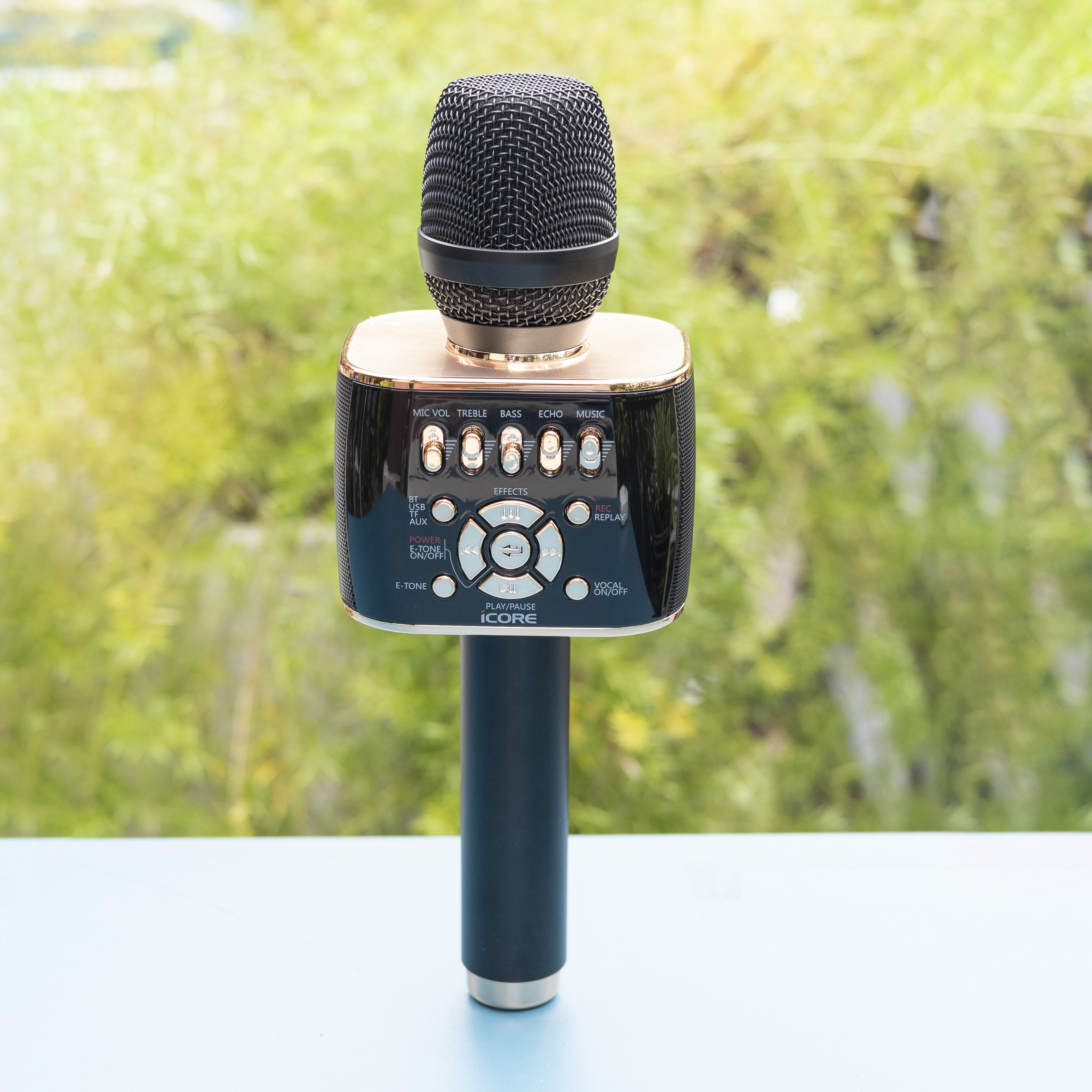 Micro Karaoke kèm loa bluetooth iCore M99-PRO - Chức năng TWS ghép 2 micro không dây - Hàng Chính Hãng