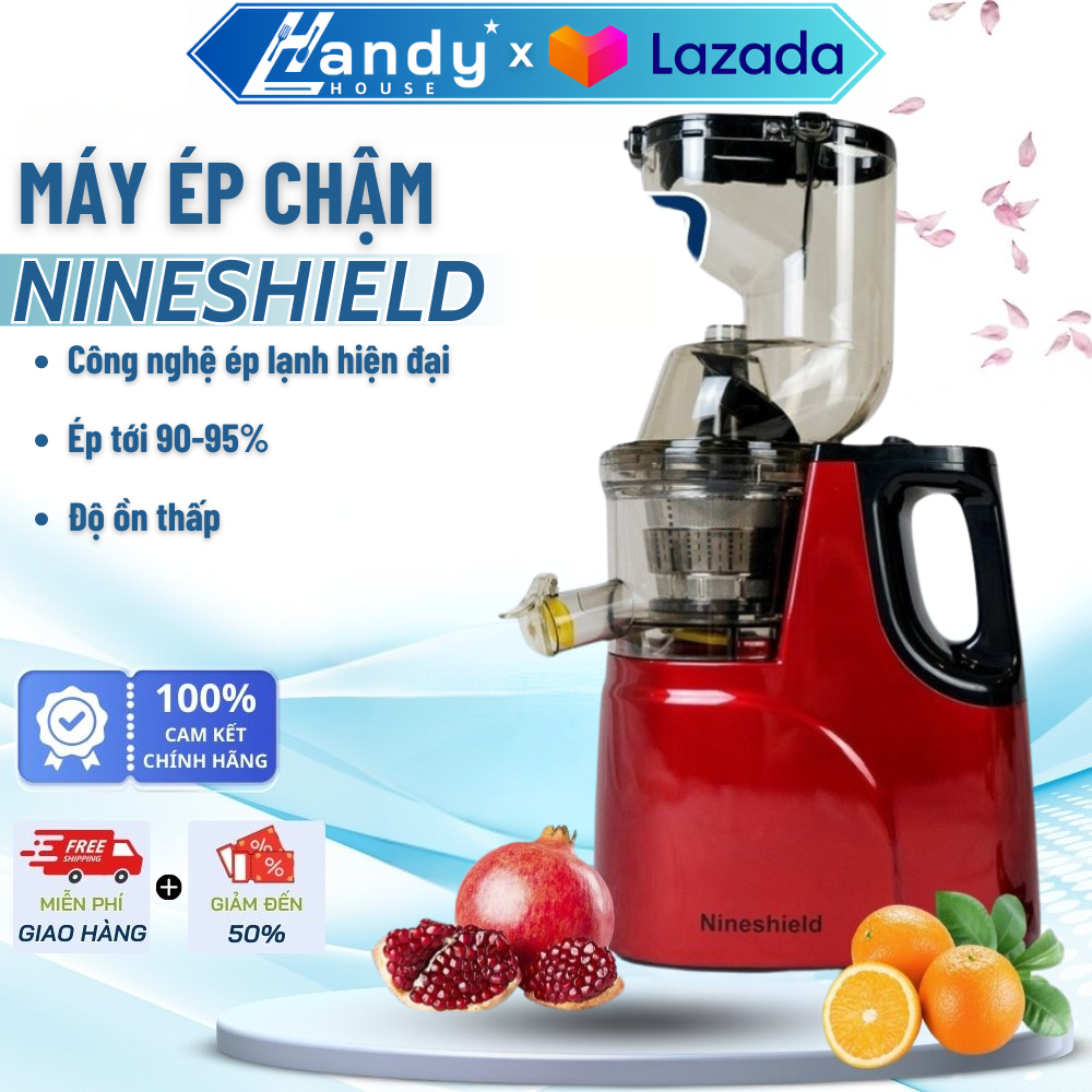 Máy ép chậm nineshield kb-f8b chính hãng, dung tích 1l, máy cổ rộng ép trái cây nguyên quả - máy ép hoa quả dễ dàng, tiện lợi