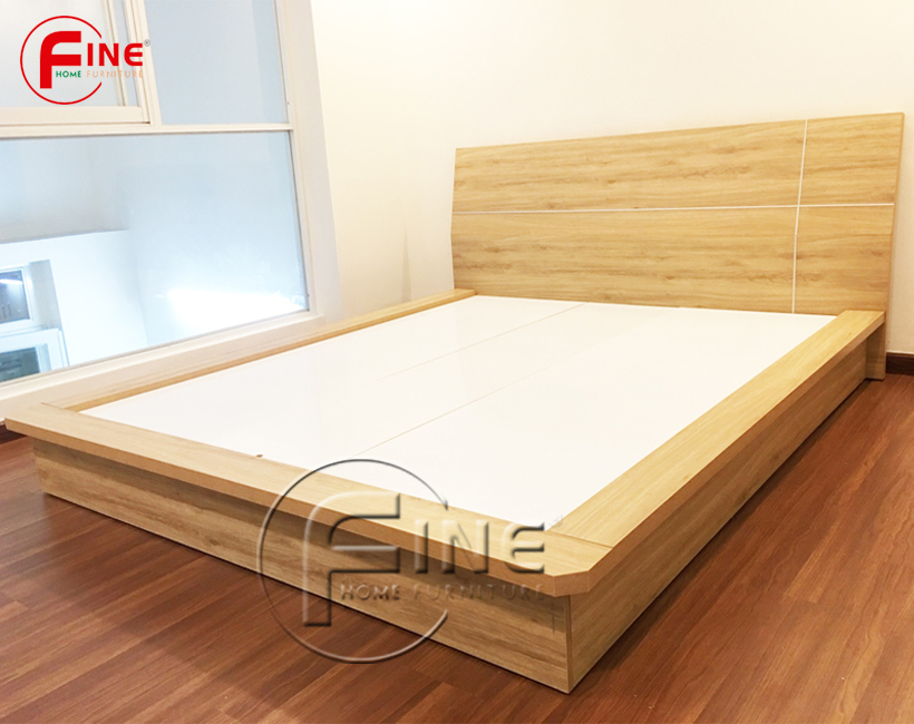Giường kiểu nhật fine fg053 gỗ mfc ngoại nhập cao cấp, phong cách hiện đại