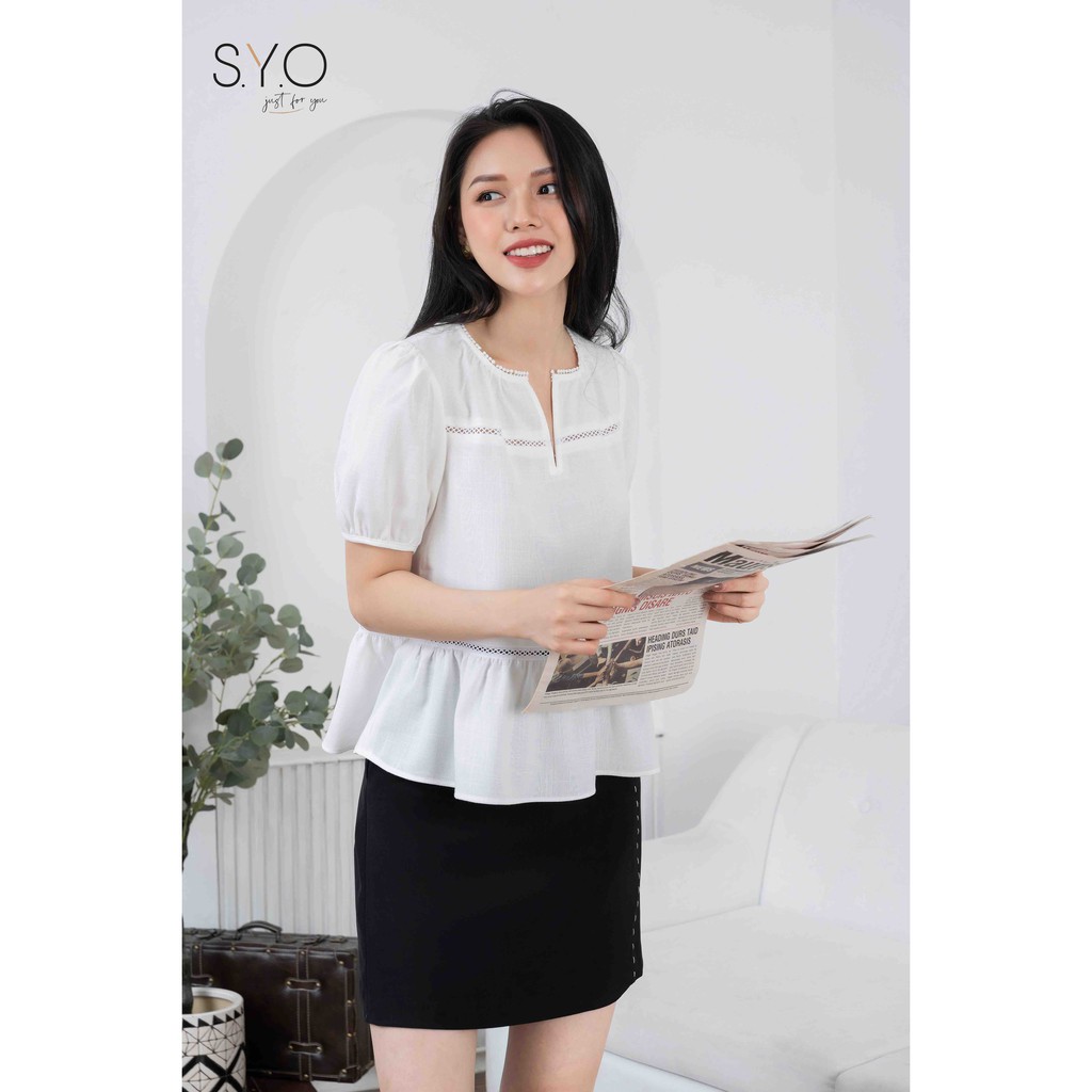 Áo đũi peplum phối ren a2010-21