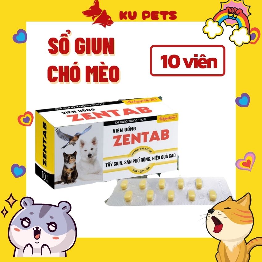 [FreesShip] Set 10 Viên Sổ Giun Cho Chó Mèo Zentab ( Tẩy Giun Phổ Rộng)