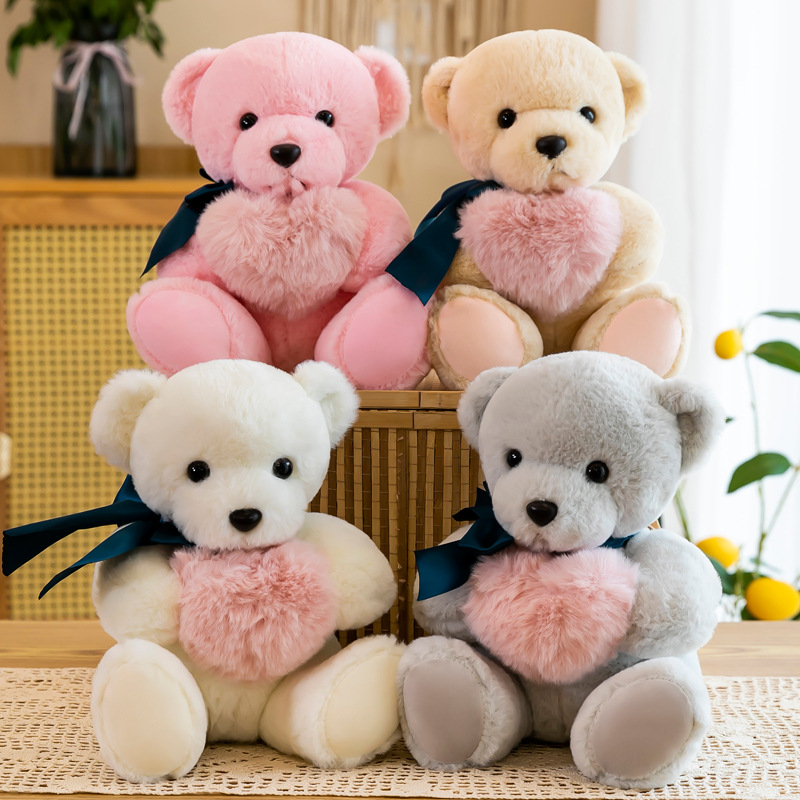 Thú nhồi bông hình Gấu ôm Trái tim siêu cấp đáng yêu, Gấu bông ôm trái tim mềm mịn cao cấp - quà tặng kỉ niệm ý nghĩa