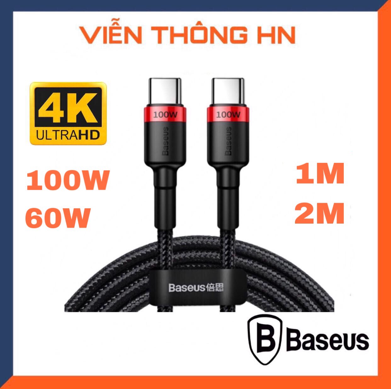 Cáp sạc nhanh baseus cafule type c to type c 100W và 60W - dây sạc 2 đầu type c xuất hình ảnh 4k dài 1m 2m cho mã đt  IP macbook samsung oppo xiaomi ... vv
