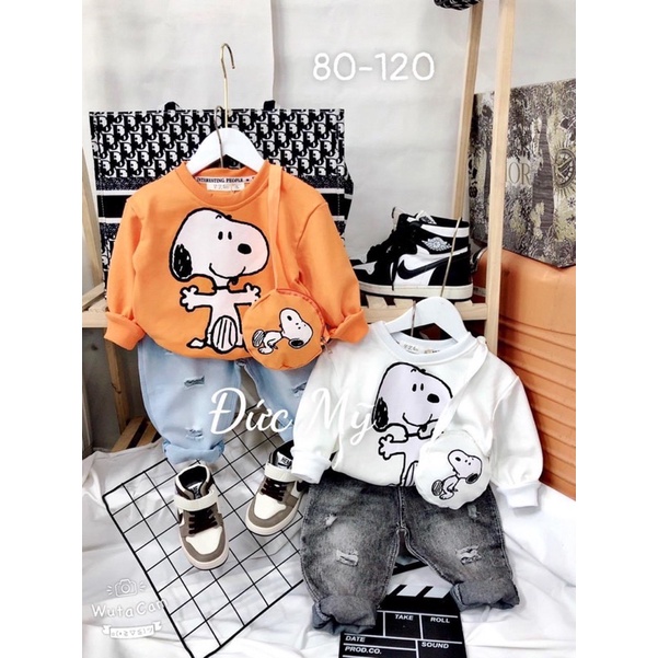 Bộ snoopy kèm túi 2 màu cho bé trai