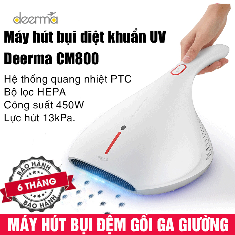 Máy Hút Bụi Cầm Tay Deerma CM800 Máy Hút Bụi Giường Nêm Chăn Đêm Hút Bụi Mịn Diệt Khuẩn Tia UV-C Bộ Lọc Hepa