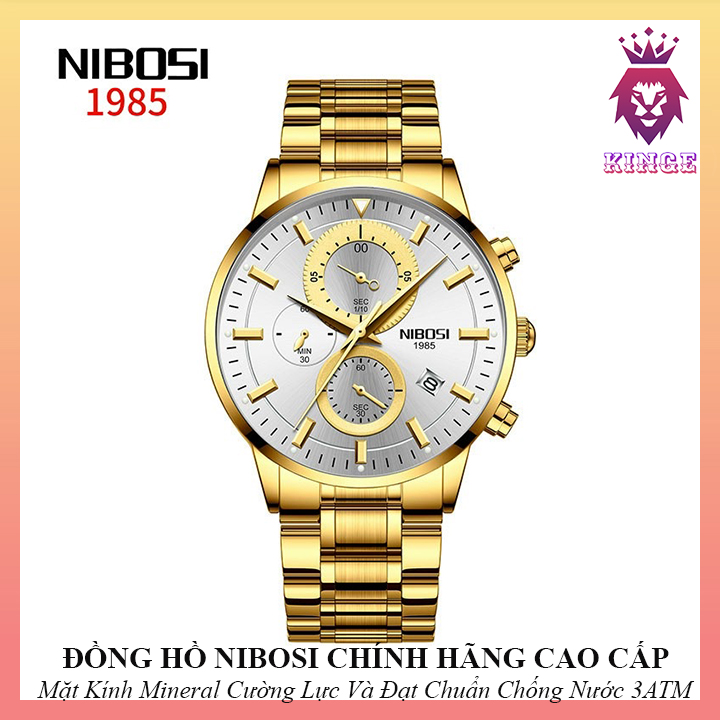 [HCM]Đồng hồ Nam NIBOSI 2390 Cao Cấp Thời Thượng - Dây Thép Không Gỉ - Đạt Chuẩn Chống Nước 3ATM - Chạy Full Kim + Lịch Ngày - Bảo Hành 1 Đổi 1 Nếu Lỗi NSX