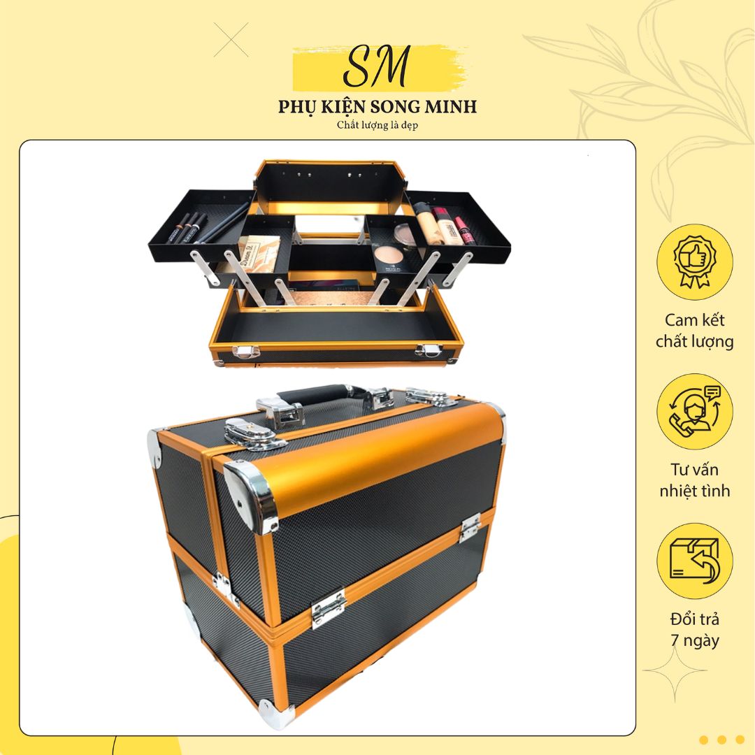 Cốp đựng đồ make up phun xăm nối mi 4 ngăn sang trọng, tiện dụng - phụ kiện song minh