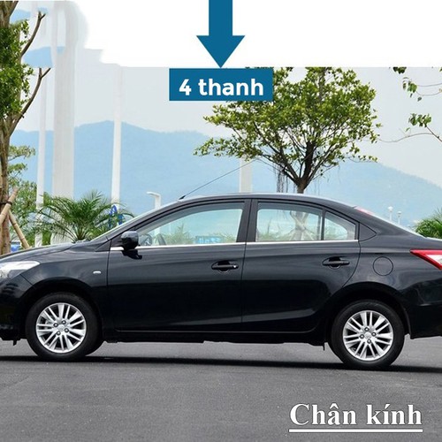 Nẹp viền chân kính INOX theo xe TOYOTA VIOS 2014-2021 , ốp trang trí viền chân kính Vios