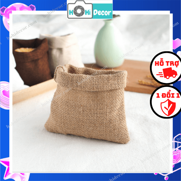 Túi Vải Bố Thô Trang Trí Chụp Hình Sản Phẩm Đồ Ăn, Hạt, Food Photography, Vintage - Shop Hohi Decor