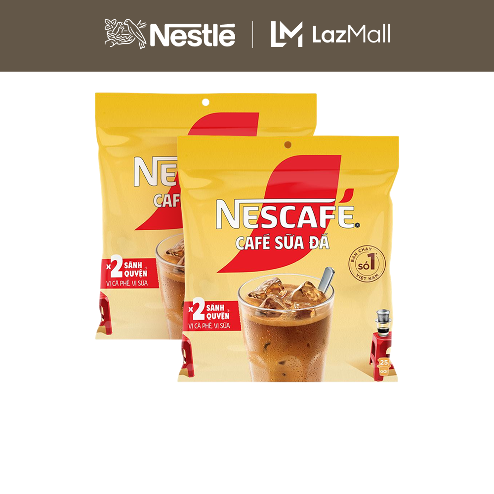 [ƯU ĐÃI THÁNG 4] [Giao hàng toàn quốc] Combo 2 Cà phê sữa NESCAFÉ Cà Phê Sữa Đá (Bịch 25 gói x 24 g)