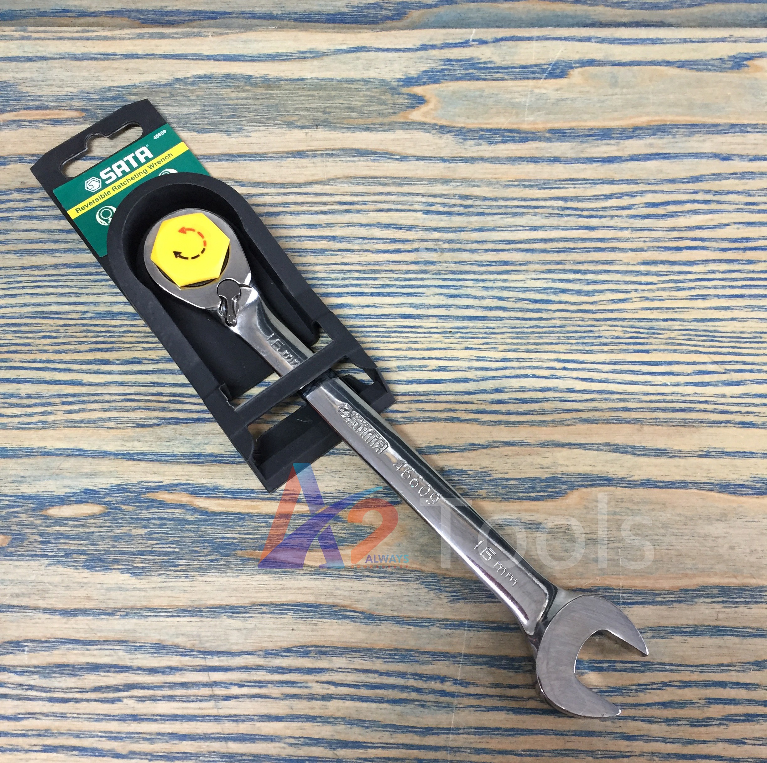 Cờ lê vòng miệng tự động đảo chiều sata 16mm 46609