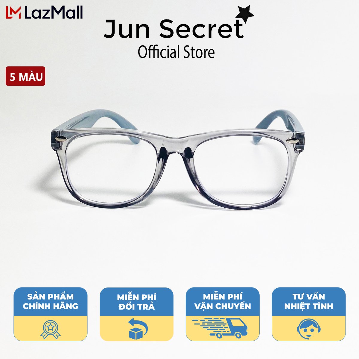 Kính mát trẻ em cao cấp Jun Secret gọng nhựa dẻo siêu xịn, kiểu giả cận thời trang, đáng yêu- Mắt kính trẻ em tròng kính chống bụi, chống tia UV JS0032