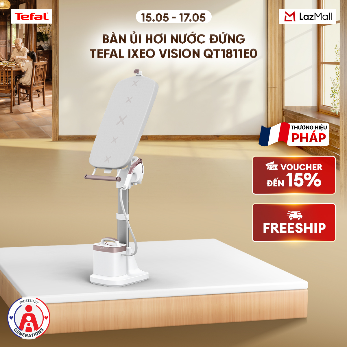 Bàn ủi hơi nước đứng Tefal IXEO Vision QT1811E0