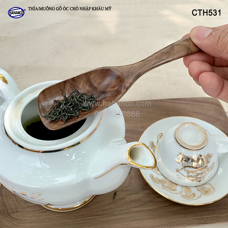 Thìa/Muỗng xúc trà gỗ Óc Chó (15cm) Dùng xúc cafe, xúc gia vị, ăn uống sạch, decor trang trí  - CTH531