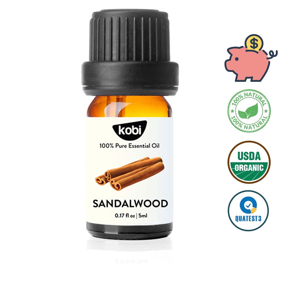 Tinh dầu Gỗ Đàn Hương Kobi Sandalwood essential oil giúp ngủ sâu giấc, hỗ trợ thiền định hiệu quả - 5ml