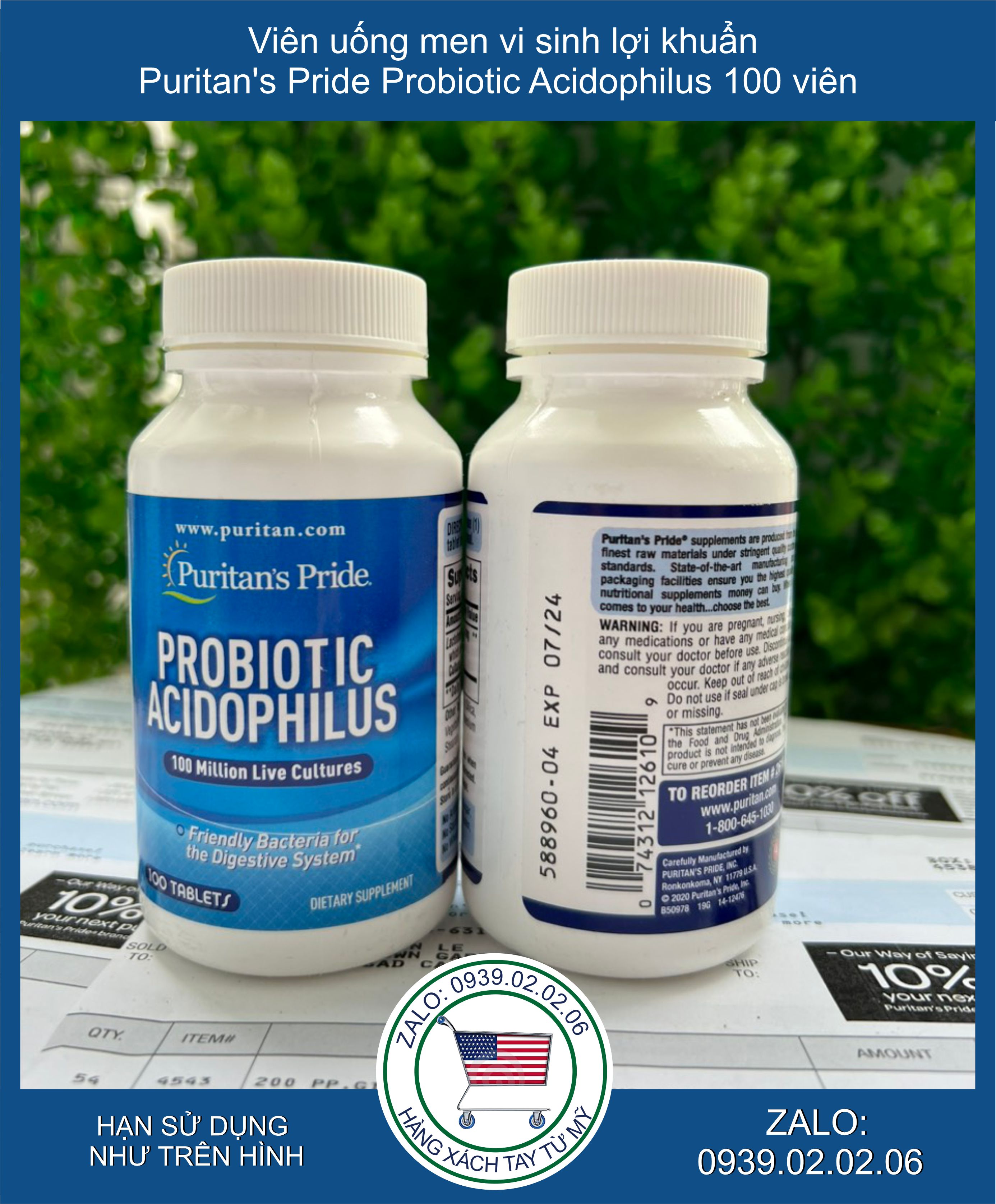 Viên uống men vi sinh lợi khuẩn Probiotic Acidophilus