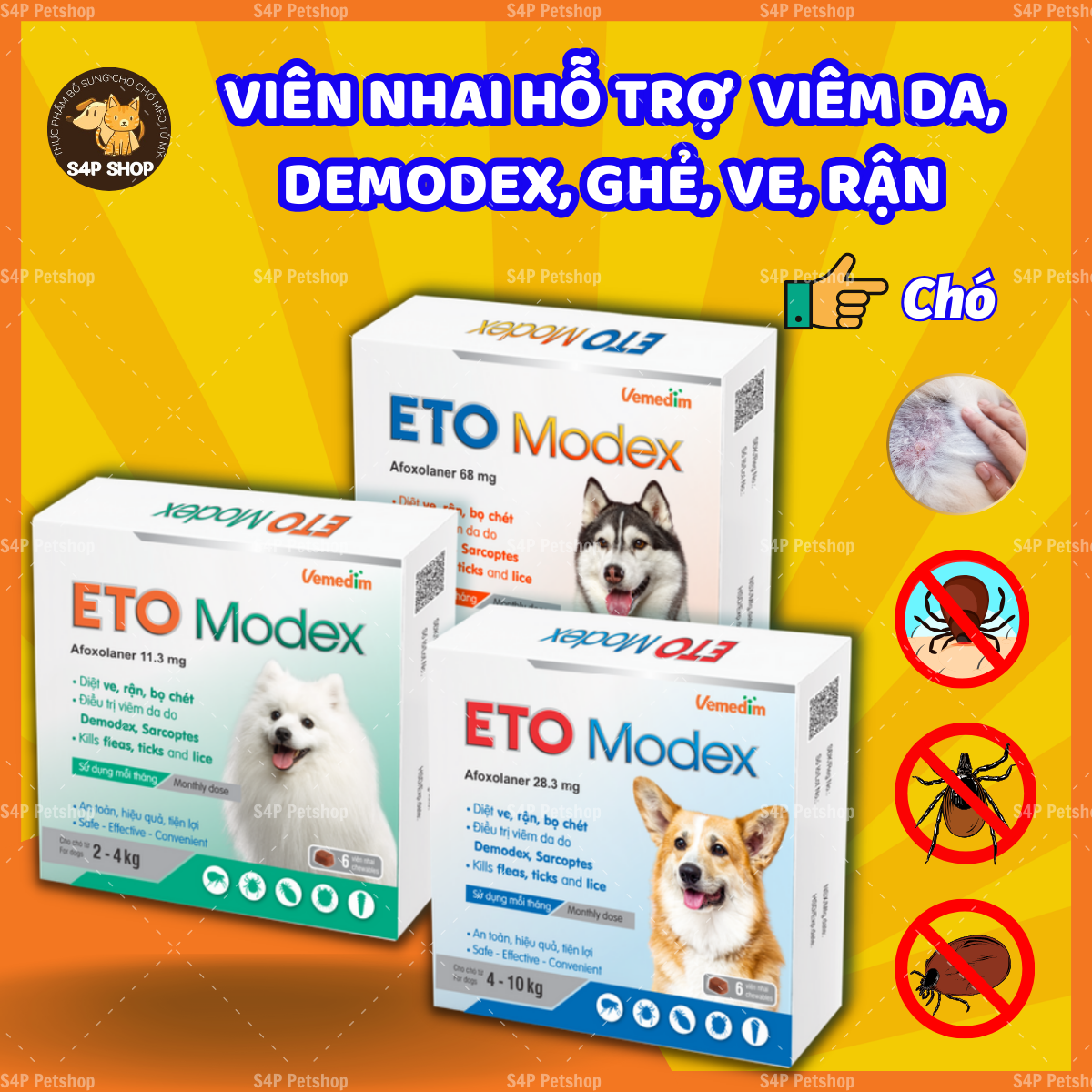 Viên Eto Modex Diệt Ve Rận, Bọ Chét Cho Chó - Etomodex Vemedim