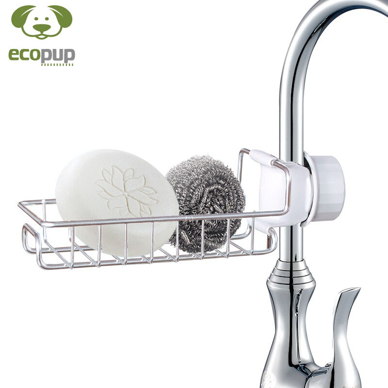 Giá treo bồn rửa bát, Kệ đa năng - Khay rổ gắn vòi nước bồn rửa chén, giá thép sơn tĩnh điện không rỉ treo vòi lavabo, nhà tắm, chậu rửa bát, toilet để đồ đa năng ráo nước mút bọt biển, bông tắm, dao bào