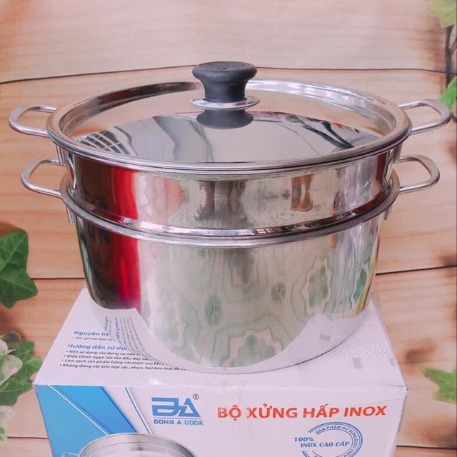 Bộ nồi xửng hấp đông Á 28cm nắp kính,sử dụng được bếp từ với thiết kế chắc trẵn lắp kính cường lực chịu được lực va đập mạnh rễ dàng quan sát khi đun lấu Hàng Chính Hãng BẢO HÀNH 12 THÁNG