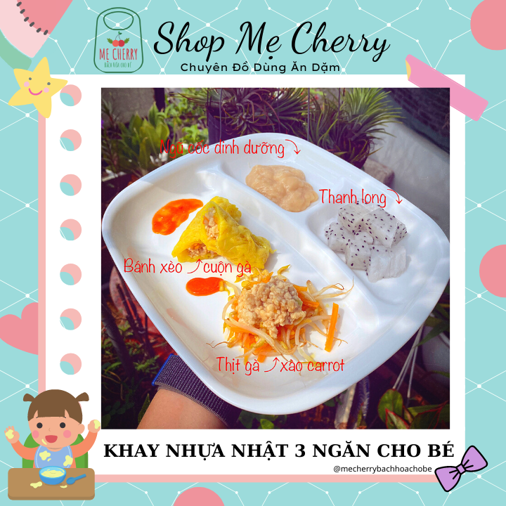 Khay Ăn Dặm Cho Bé Nakaya 3 Ngăn Màu Trắng Cho Bé - Hàng Nội Địa Nhật