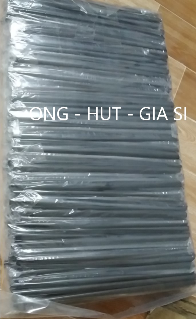 Ống hút trân châu màu đen, có màng bọc phi 12