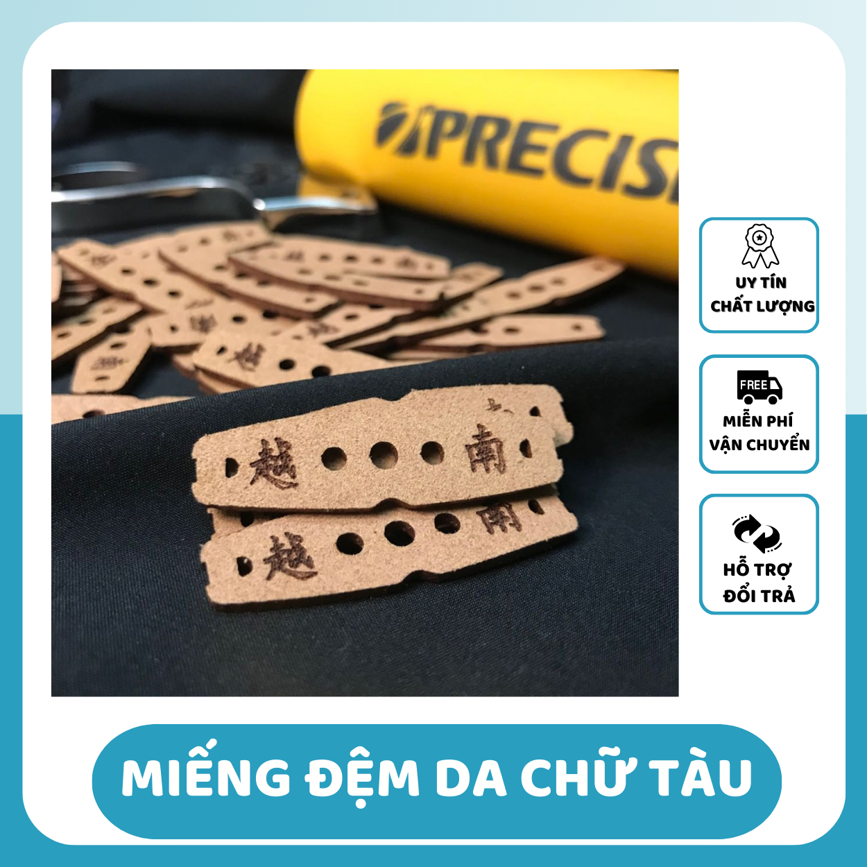 10 miếng da đệm chữ tàu màu nâu 3 lỗ bi 6-7-8