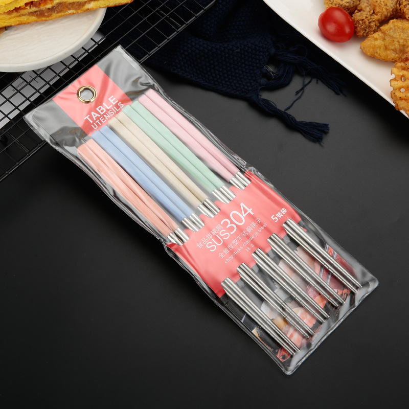 Đũa Inox 304 bọc nhựa lúa mạch chống trượt