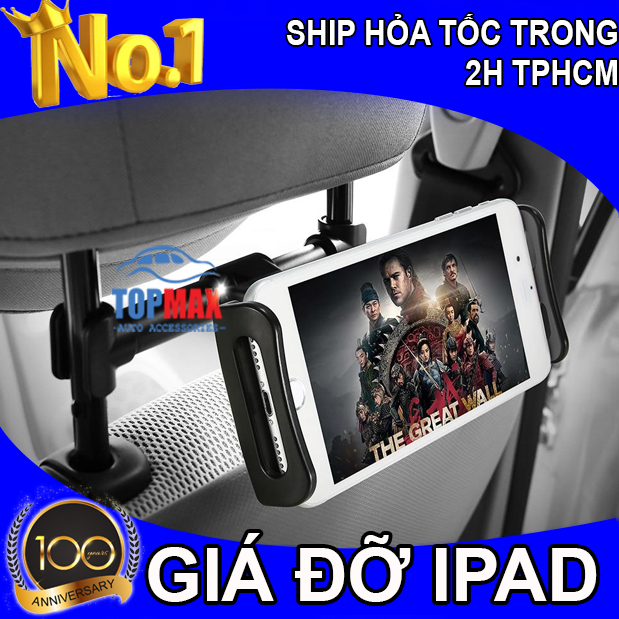 Giá đỡ điện thoại, ipad kẹp sau ghế ô tô điều chỉnh 360