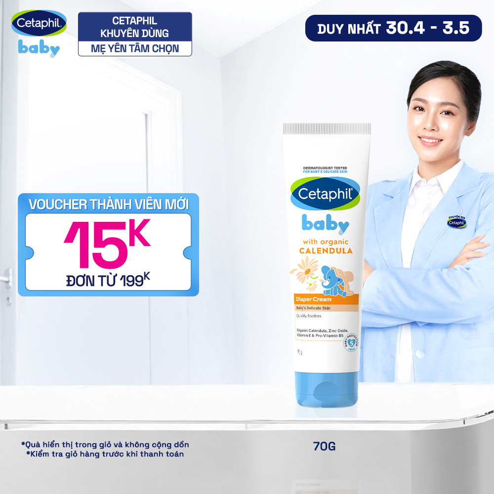 Kem chống hăm tã dịu lành CETAPHIL BABY DIAPER CREAM CALENDULA 70G