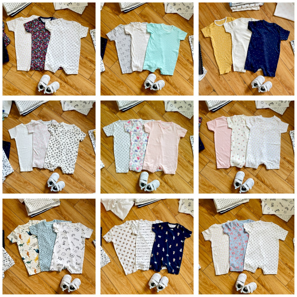Set 3 body đùi xuất dư cho bé trai, bé gái, chất liệu cotton organic Ammer