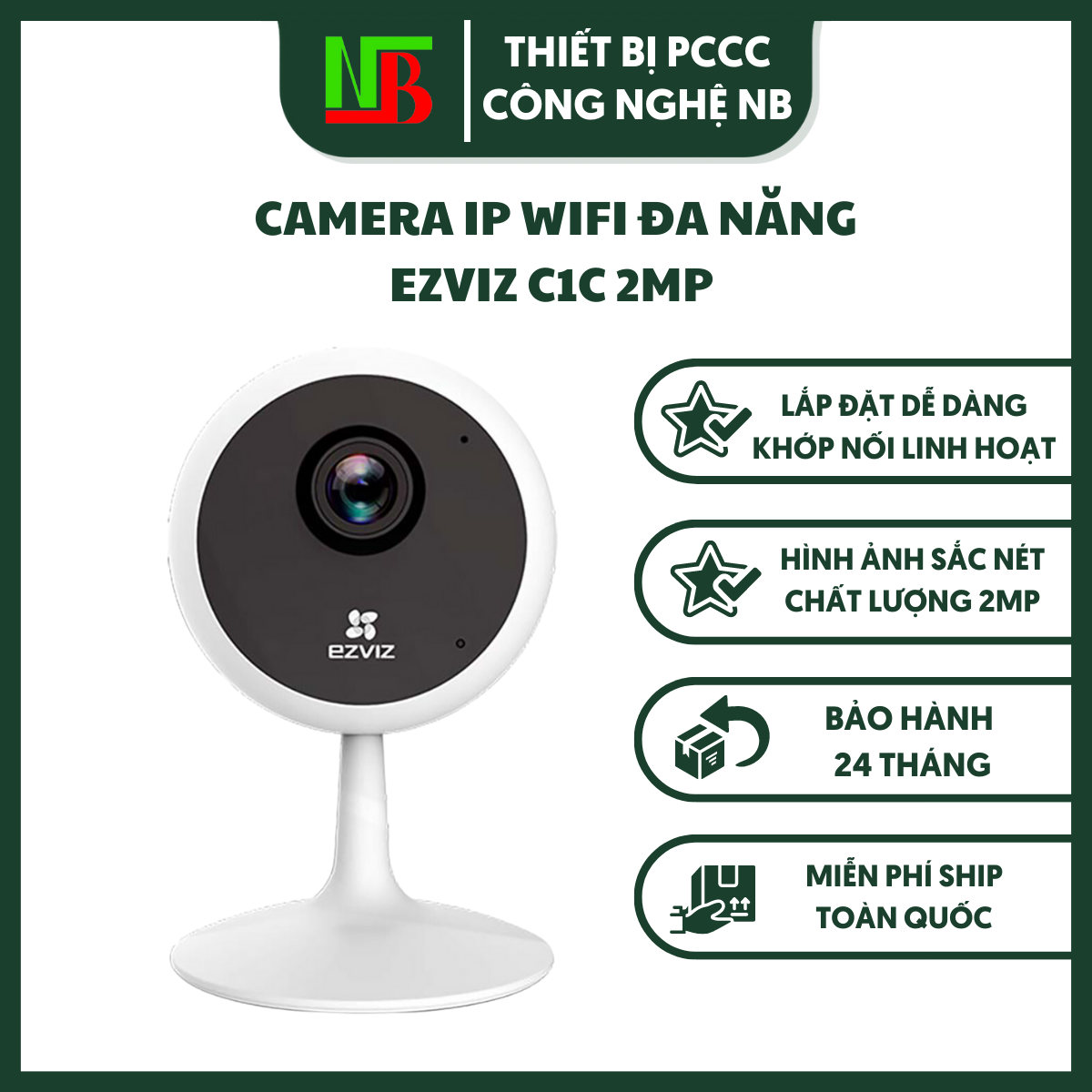 Camera ip/wifi ezviz quay quét 360 độ c1c 2mp đàm thoại hai chiều