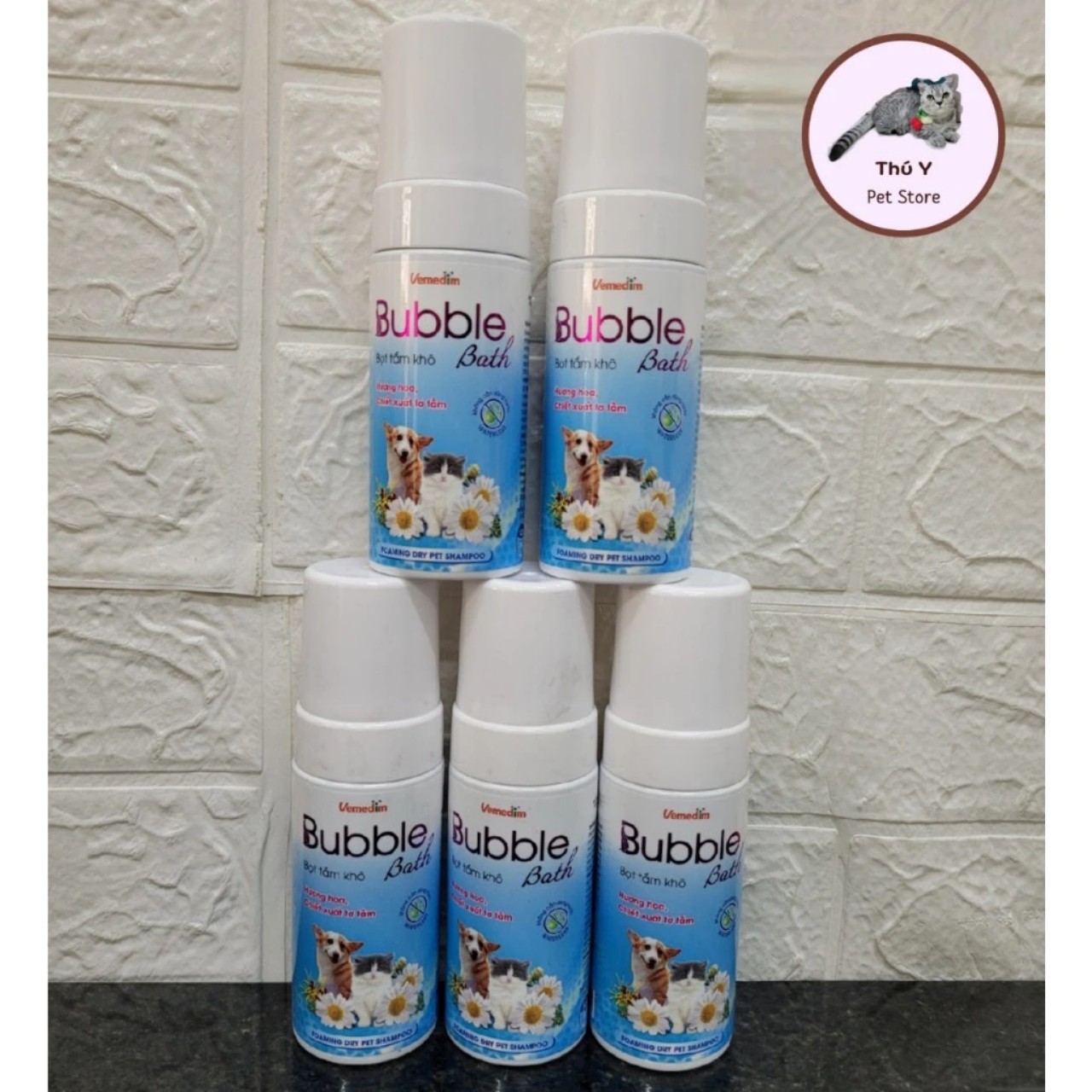 Bọt tắm khô cho chó mèo Bubble Bath 100ml giúp khử mùi hôi sạch lông da an toàn dễ sử dụng