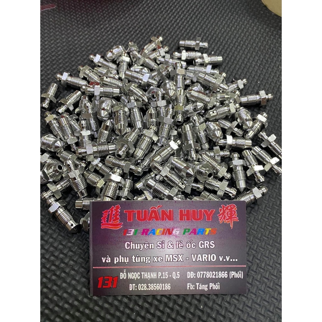 Ốc gió 7li 10li Salaya Salaza inox 304 gắn heo dầu trước Ex150 Sirius và Heo Brem.bo