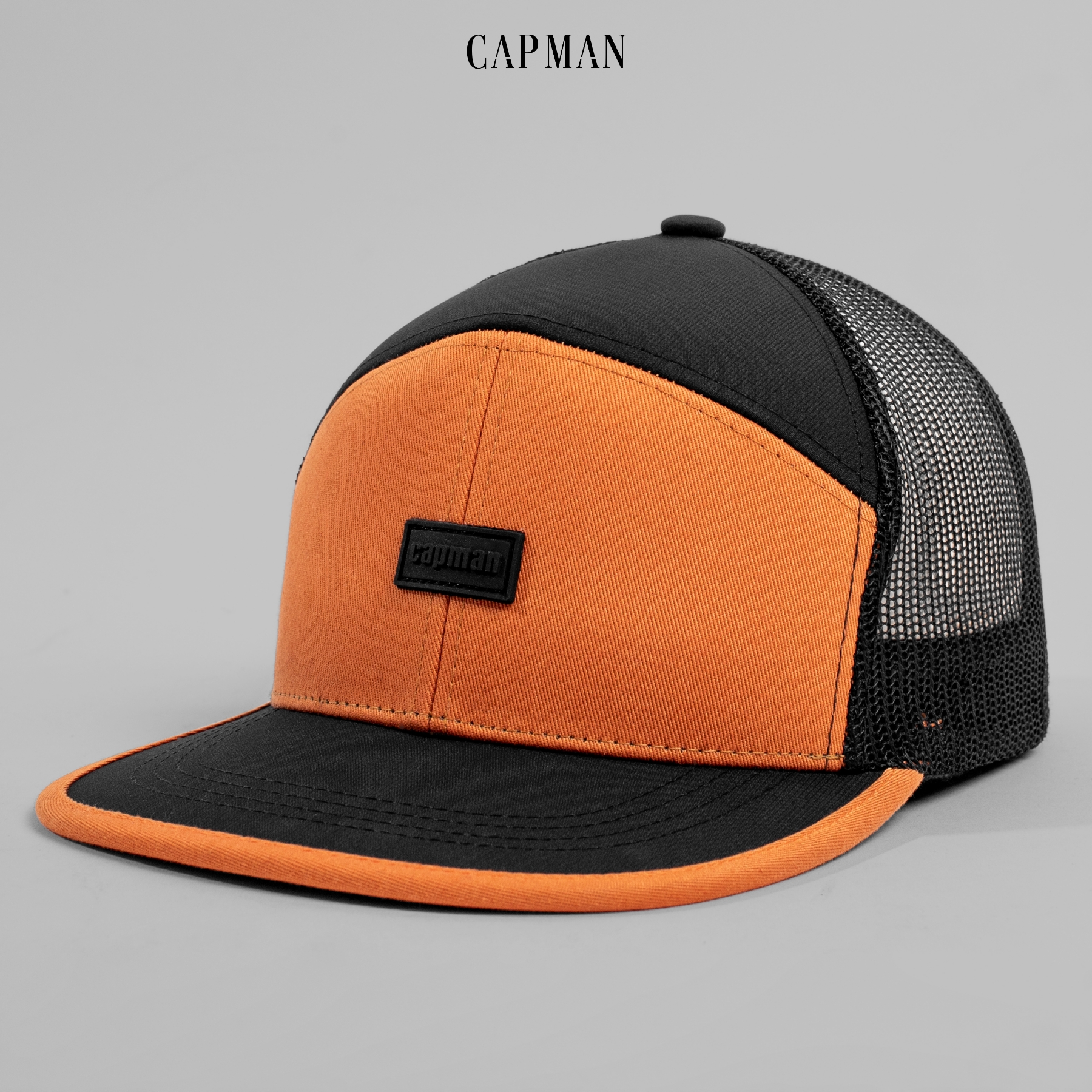 Mũ snapback cam đen CAPMAN lưỡi ngang CM39 phối lưới hiphop
