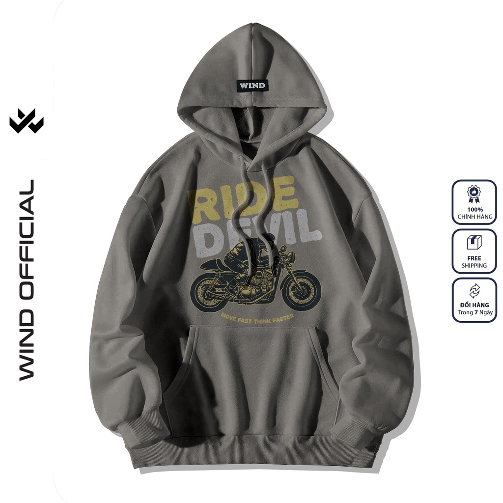áo khoác nam áo hoodie nam áo khoác hoodie nam Áo hoodie unisex form rộng WIND nỉ bông RIDE thời tra
