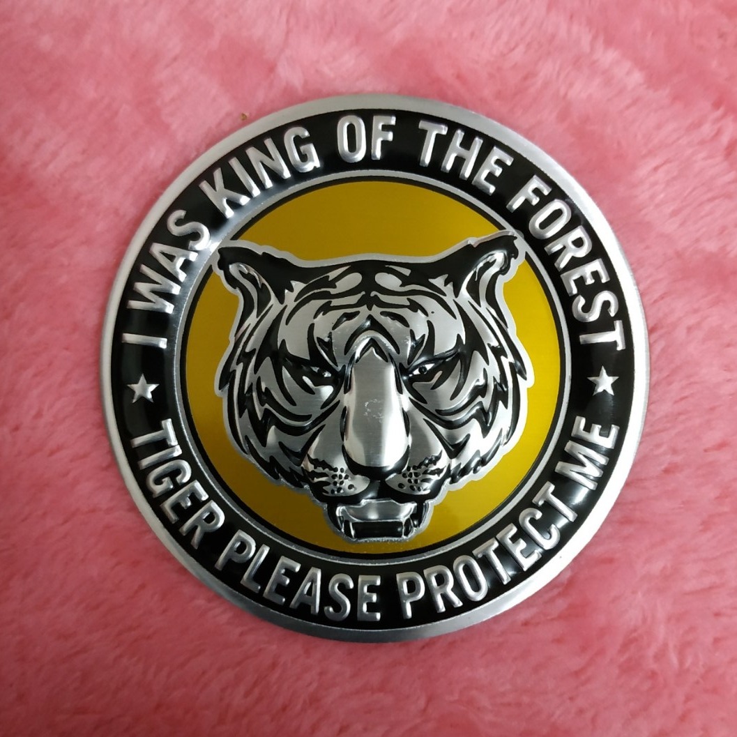 Logo Nhôm Dán Xe hình đầu hổ tròn 7.5cm